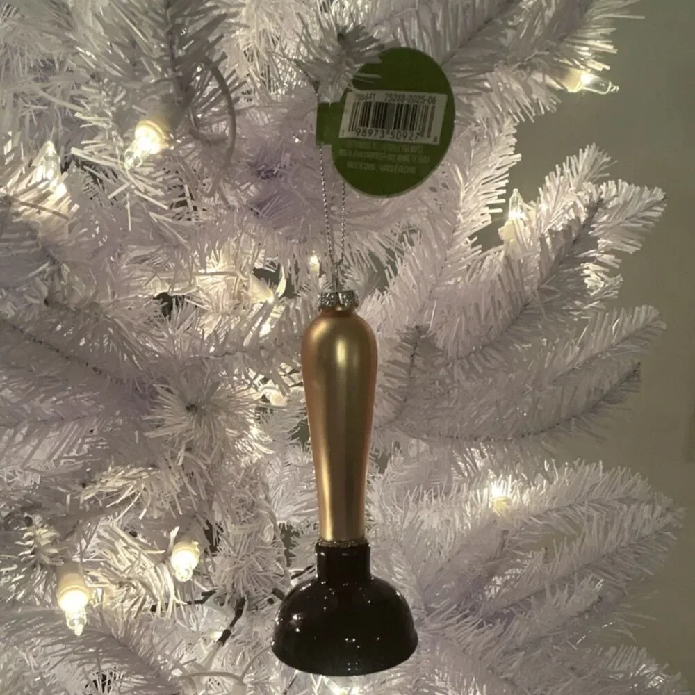 Ashland Golden Plunger Glass Christmas Ornament